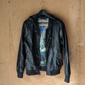 Volcom faux-leather hooded jacket